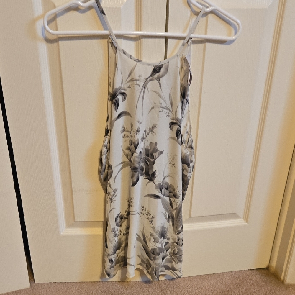 LOFT Cream and Gray Asymmetrical Sleeveless Camisole